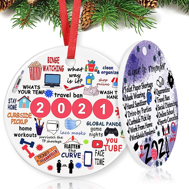  Christmas Ornaments, Christmas Tree Decorations, Personalized Rounded Ceramics Double-Sided Printing Xmas ?Decorations - Best Gifts For Christmas, Dwg-Ornaments