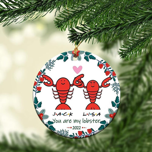 Personalized Funny You Are My Lobster Christmas Ceramic Ornament - Custom Name Fun Lobster Couple Ornament, Holiday Xmas Tree Accessories & Decorations, First Christmas As Mr & Mrs Present Gifts 