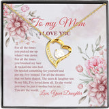 To My Mom I Love You To Me You Are the World Mother Daughter Gift Forever Love Pendant Necklace
