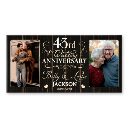 43 Year Anniversary Custom Canvas Print, 43rd Wedding Anniversary Gift