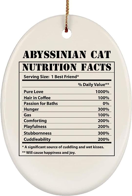 Funny Abyssinian Cat Nutritional Facts Gifts  Christmas Tree Ornaments Oval Ceramic