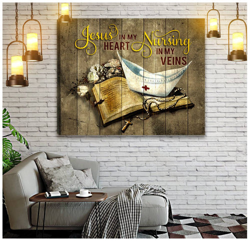 Jesus In My Heart Nurse In My Veins - Matte Canvas, Gift for you, gift for him, gift for her, gift for nurse, gift for christian