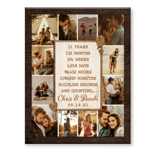 11th Anniversary Photo Collage Canvas, Custom 11 Year Anniversary Gift