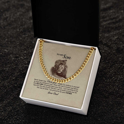 To My Son Necklace From Dad - Never forget that I Love you, Necklace for Son, Cuban Link Chain Necklace