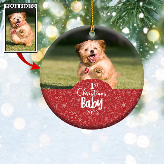 Personalized Gift For Pet Lovers 1st Christmas Custom Image Ceramic Ornament