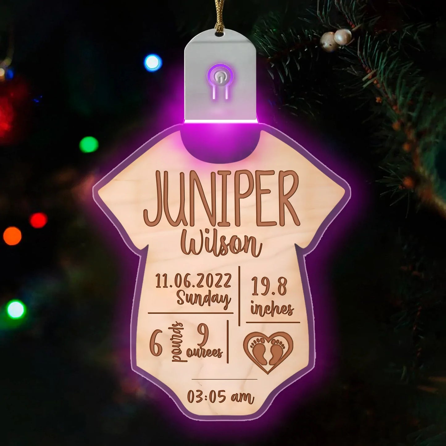 Personalized Baby Birth Stat Christmas Ornaments HB