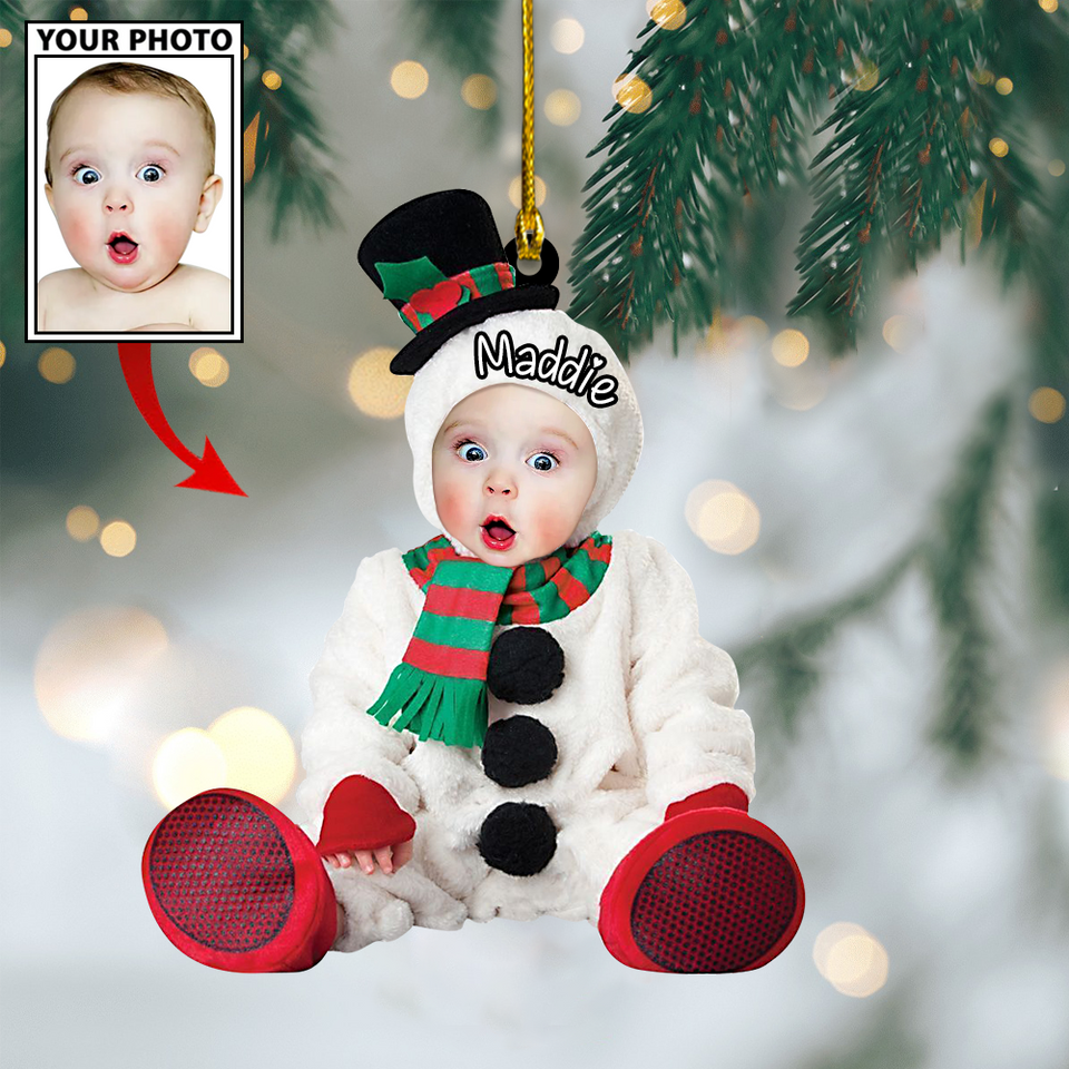 Ornament - Custom Baby Snowman Cute Photo With Name for Christmas Ornament LTP01