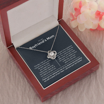 Necklace for Boyfriend's Mom, Gift for Birthday - To My Boyfirend's Mom I Will Love Your Son Forever, Love Knot Necklace