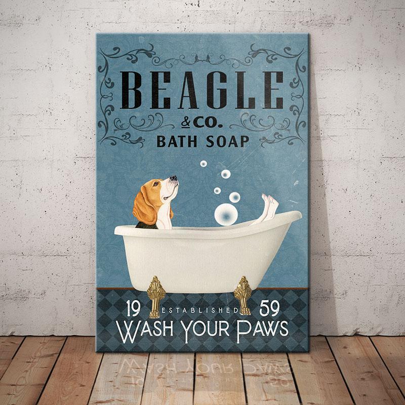 Beagle Dog Bath Soap Company Canvas Wall Art, Wall Decor Visual Art