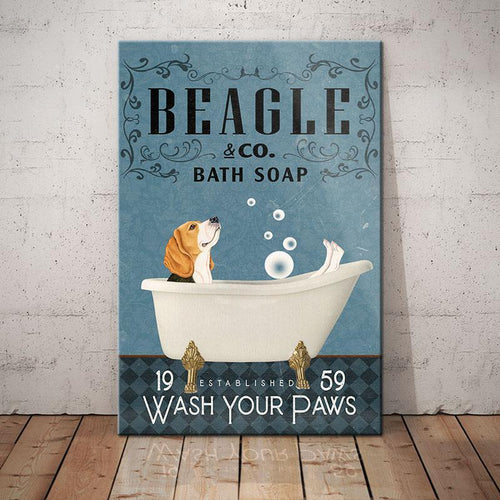 Beagle Dog Bath Soap Company Canvas Wall Art, Wall Decor Visual Art