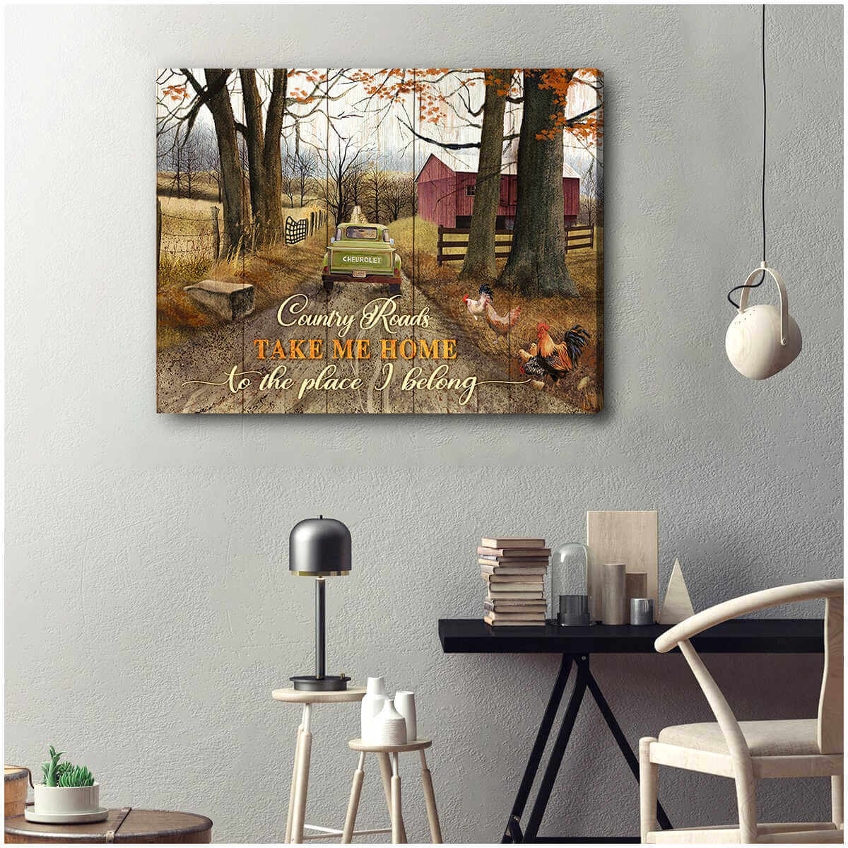 Country Roads Take me home to the place I belong Canvas And Poster, Canvas Wall Art, Wall Decor Visual Art