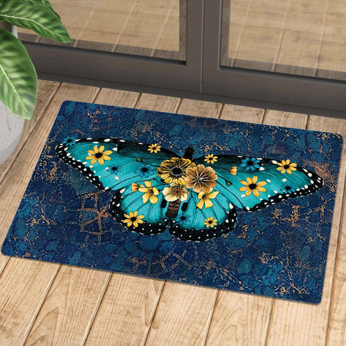 Butterfly Floral Wings Doormat | Colorful | Size 8x27'' 24x36''