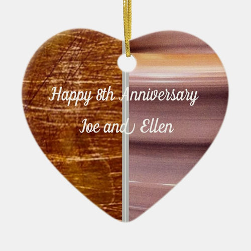 8Th Anniversary, Bronze And Pottery Heart Keepsake Ceramic Ornament