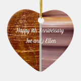 8Th Anniversary, Bronze And Pottery Heart Keepsake Ceramic Ornament