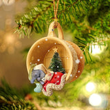 Godmerch- Elephant Sleeping in a tiny cup Christmas Holiday - One Sided Ornament, Car Ornament, Christmas Ornament