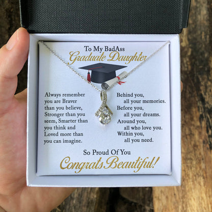 Graduation Necklace Gift - To My Daughter So Proud Of You - College, High School, Senior, Master Graduation Gift - Class of 2022 Alluring Beauty Necklace - 035B - TGV