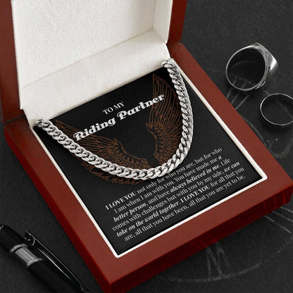 Riding Partner Gift, Cuban Link Chain Necklace For My Boyfriend, Gift For Husband, Riding Partner Gift For Man, Motorcyclist Gift For Him. - TGV