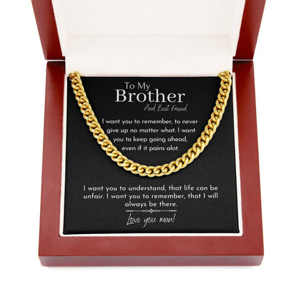To My Brother And Best Friend Necklace, Love You Man, Cuban Link Chain Necklace - TGV