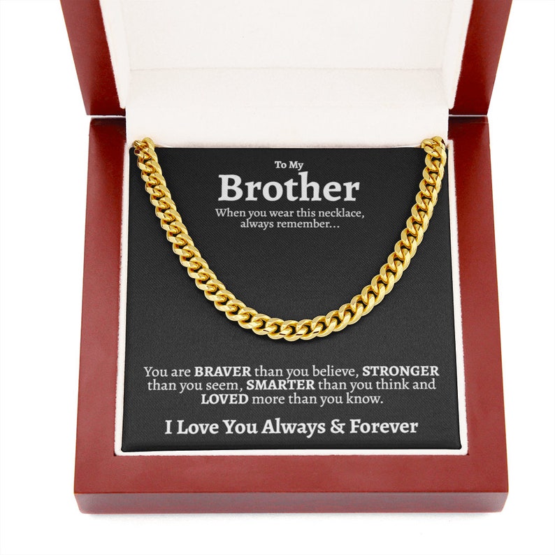 To My Brother Necklace, I Love You Always And Forever, Sentimental Gifts for Brother Birthday, Best Gifts for Brother from Sister, Cuban Link Chain Necklace - TGV