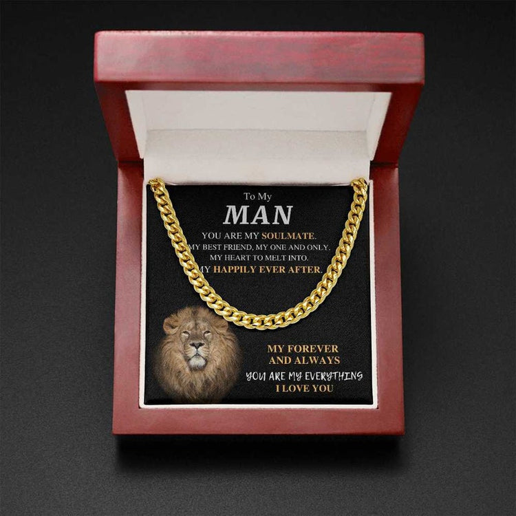 To My Man Necklace, My Forever And Always You Are My Everything I Love You, Necklace for Husband, Necklace for Boyfriend's, Cuban Link Chain Necklace - TGV