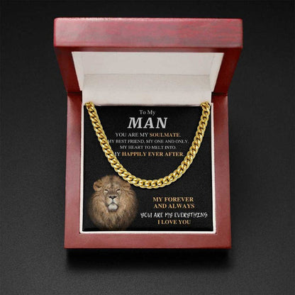 To My Man Necklace, My Forever And Always You Are My Everything I Love You, Necklace for Husband, Necklace for Boyfriend's, Cuban Link Chain Necklace - TGV