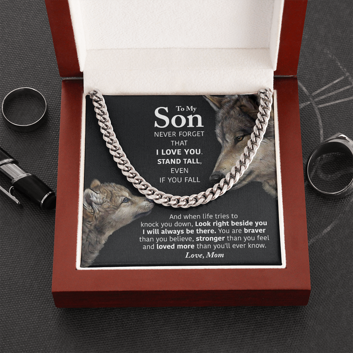 To My Son Necklace - Look right beside you I will always be there Cuban Link Chain Necklace XL007F - TGV