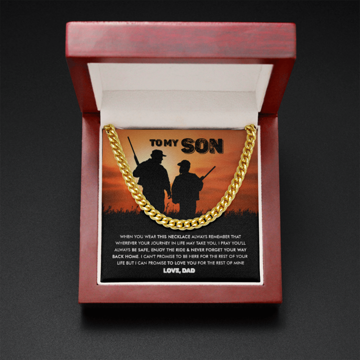 To My Son - Never Forget Your Way Back Home - Cuban Link Chain Necklace - TGV