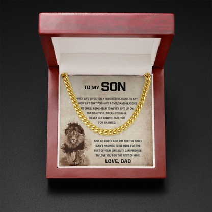 To My Son - Remember To Never Give Up - Cuban Link Chain Necklace - TGV