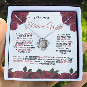 To My Wife Girlfriend Soulmate Necklace - I Wish Turn Back The Clock - Find You Sooner and Love You Longer - Love Knot Necklace Alluring Beauty Necklace - Cross Dancing Necklace 029G - TGV