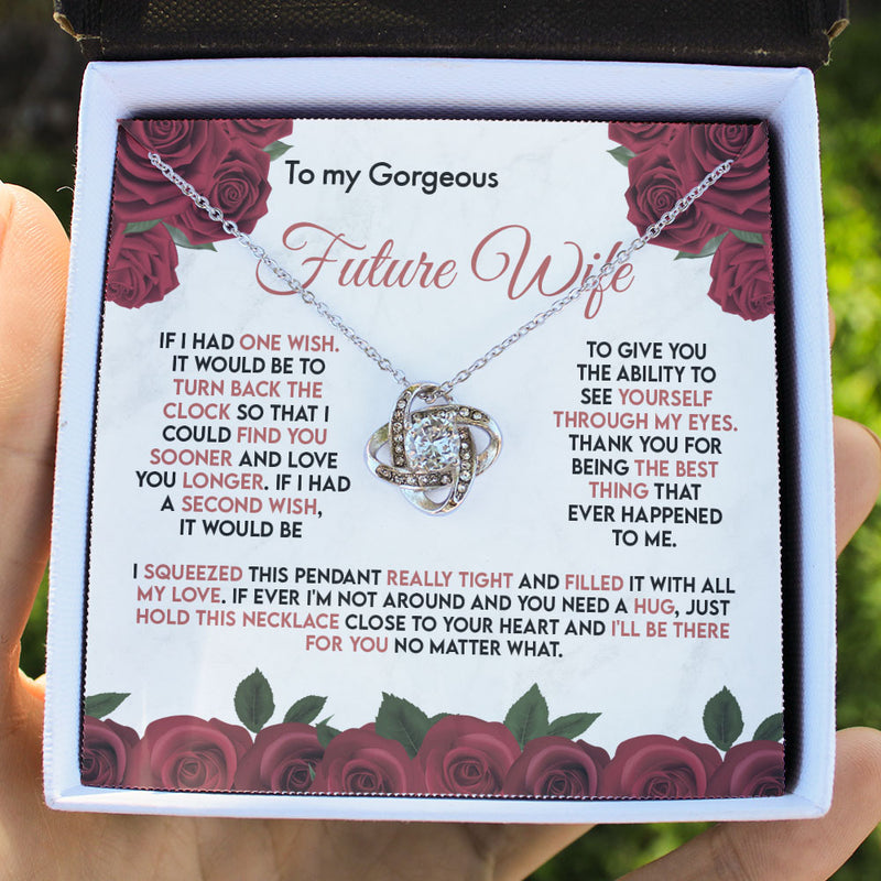 To My Wife Girlfriend Soulmate Necklace - I Wish Turn Back The Clock - Find You Sooner and Love You Longer - Love Knot Necklace Alluring Beauty Necklace - Cross Dancing Necklace 029G - TGV