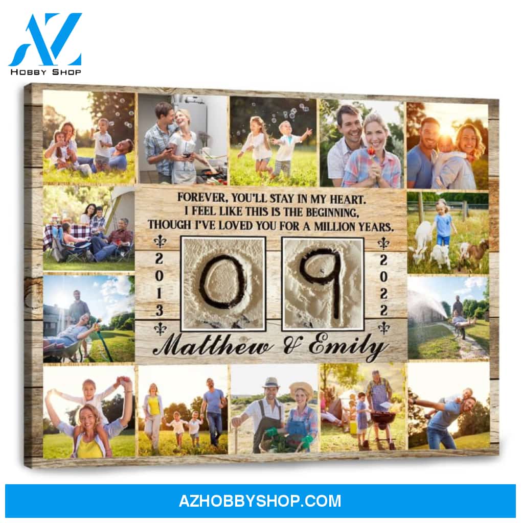 9 Year Wedding Anniversary Gift Personalized Love Canvas