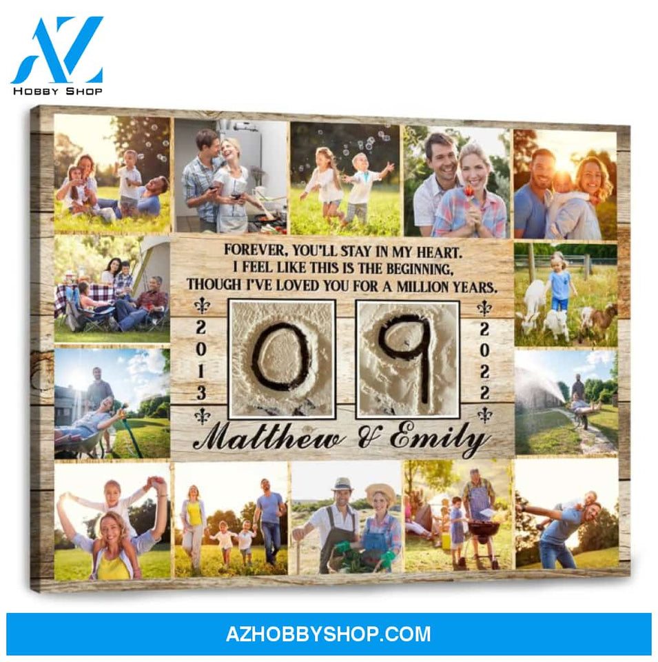 9 Year Wedding Anniversary Gift Personalized Love Canvas