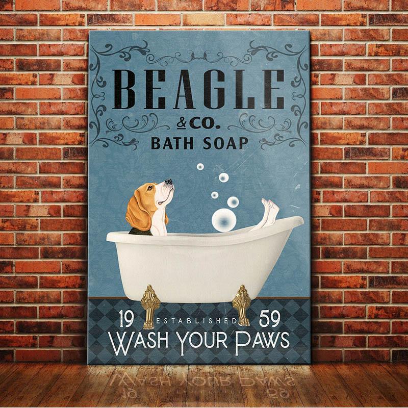 Beagle Dog Bath Soap Company Canvas Wall Art, Wall Decor Visual Art