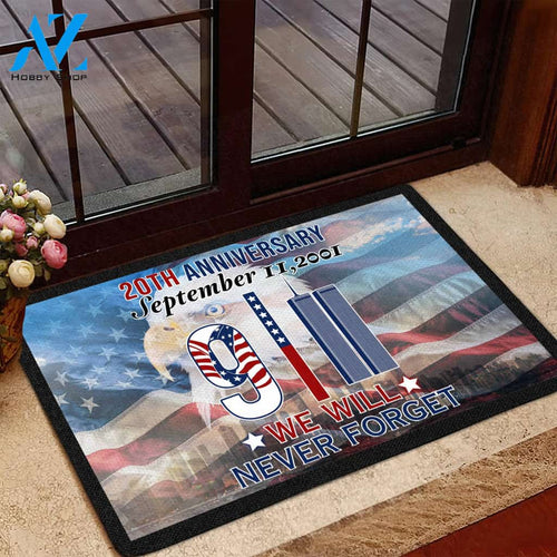 9/11 Memorial 20th Anniversary September 11,2001 We Will Never Forget Doormat