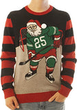 Black Hockey Santa Ugly Christmas Sweater 