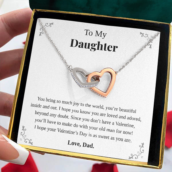 Interlocking Hearts Necklace- To My Daughter Everlasting Bond Cowgirl In Your Heart Together Forever Gift For Birthday, Christmas