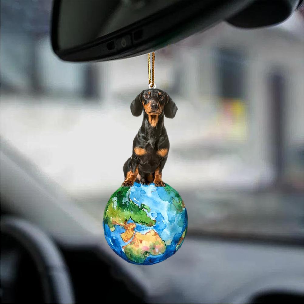 Dachshund3-Around My Dog-Two Sided Ornament