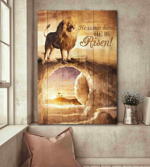 Jesus Lion Cross He Is Not Here He Is Risen - Matte Canvas