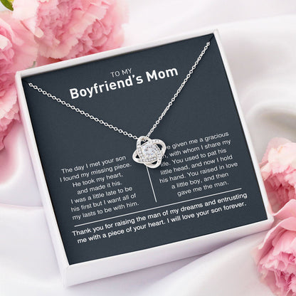 Necklace for Boyfriend's Mom, Gift for Birthday - To My Boyfirend's Mom I Will Love Your Son Forever, Love Knot Necklace