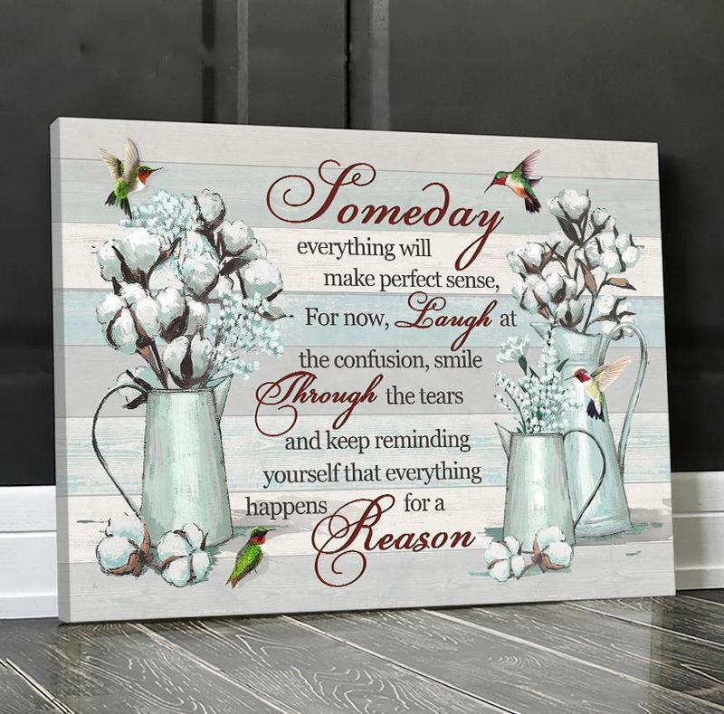 Hummingbird Kitchen Decor Everything Happens For A Reason Canvas And Poster, Wall Decor Visual Art