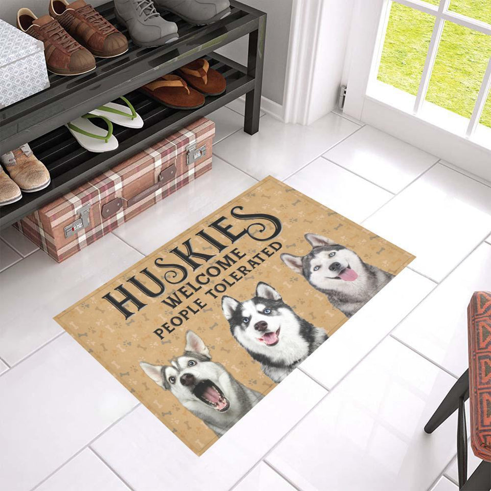 Huskies Welcome People Tolerated Doormat | Colorful | Size 8x27'' 24x36''