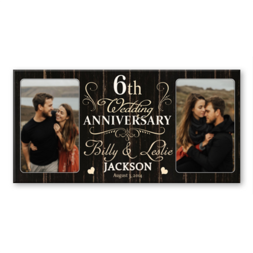 6 Year Anniversary Custom Canvas Print, 6th Wedding Anniversary Gift