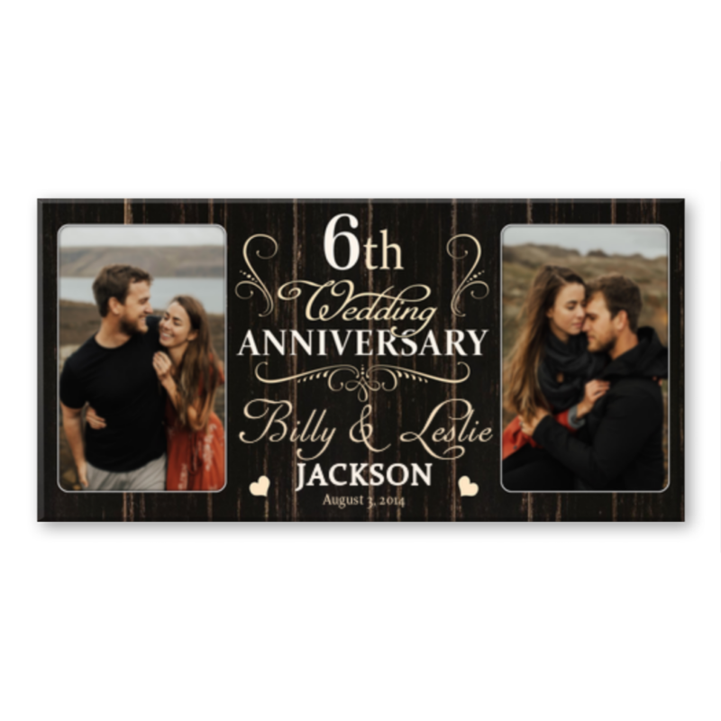6 Year Anniversary Custom Canvas Print, 6th Wedding Anniversary Gift