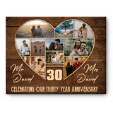 30th Wedding Anniversary Present, Gift For 30th Anniversary, Heart Shape Photo Collage