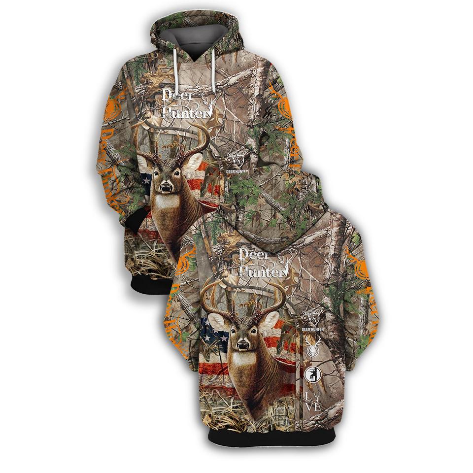 Hunting Gifts Deer Hunter US Unisex Size Hoodie