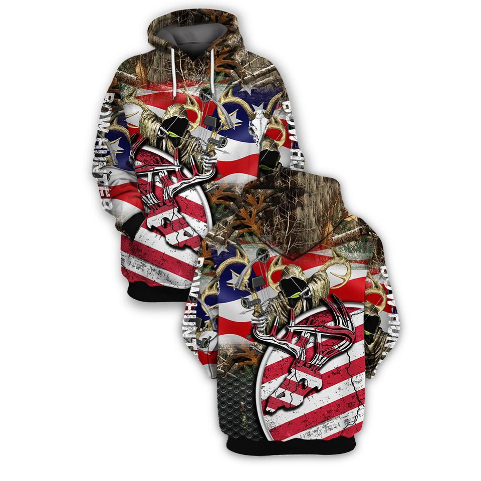 Hunting Gifts Skull Deer Hunting US Unisex Size Hoodie