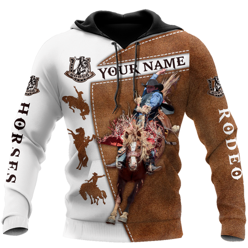 Bull Riding Gifts Personalized Name Rodeo All Over Printed Bucking Horse US Unisex Size Hoodie