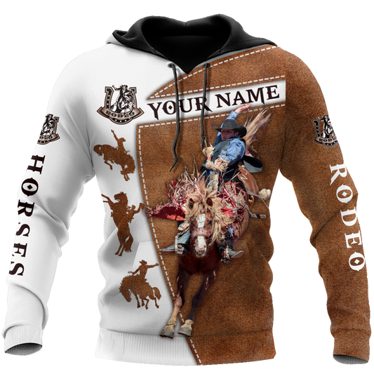Bull Riding Gifts Personalized Name Rodeo All Over Printed Bucking Horse US Unisex Size Hoodie