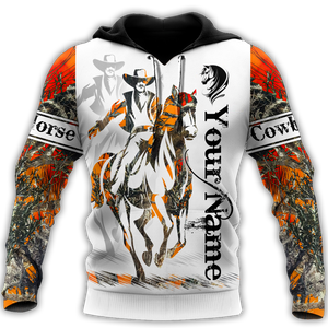Bull Riding Gifts Personalized Name Rodeo All Over Printed Cowboy Tattoo US Unisex Size Hoodie