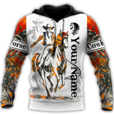 Bull Riding Gifts Personalized Name Rodeo All Over Printed Cowboy Tattoo US Unisex Size Hoodie